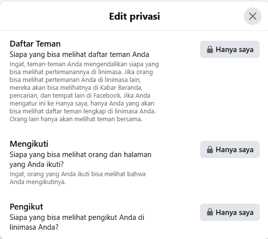 edit privasi facebook